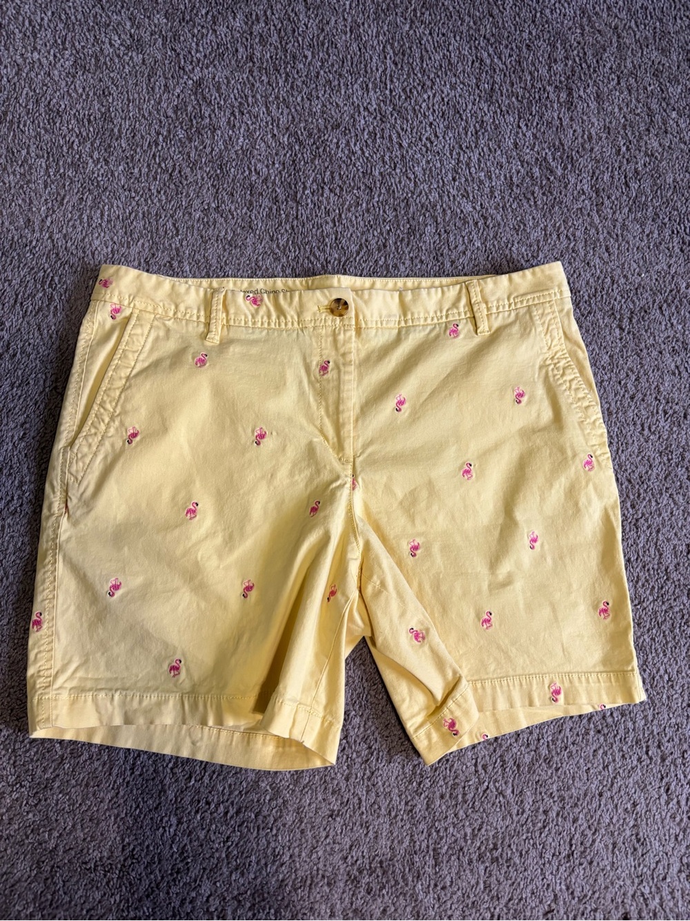 Talbots Relaxed Chino Yellow Flamingo Shorts